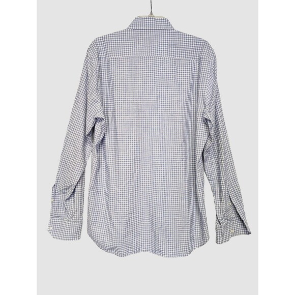 Peter Millar Summer Chambray Shirt Mens Large Blue Check Button Down Long Sleeve - Picture 8 of 9